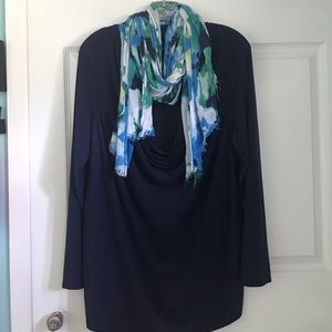 Coldwater Creek Scoop Neck Top W/Scarf